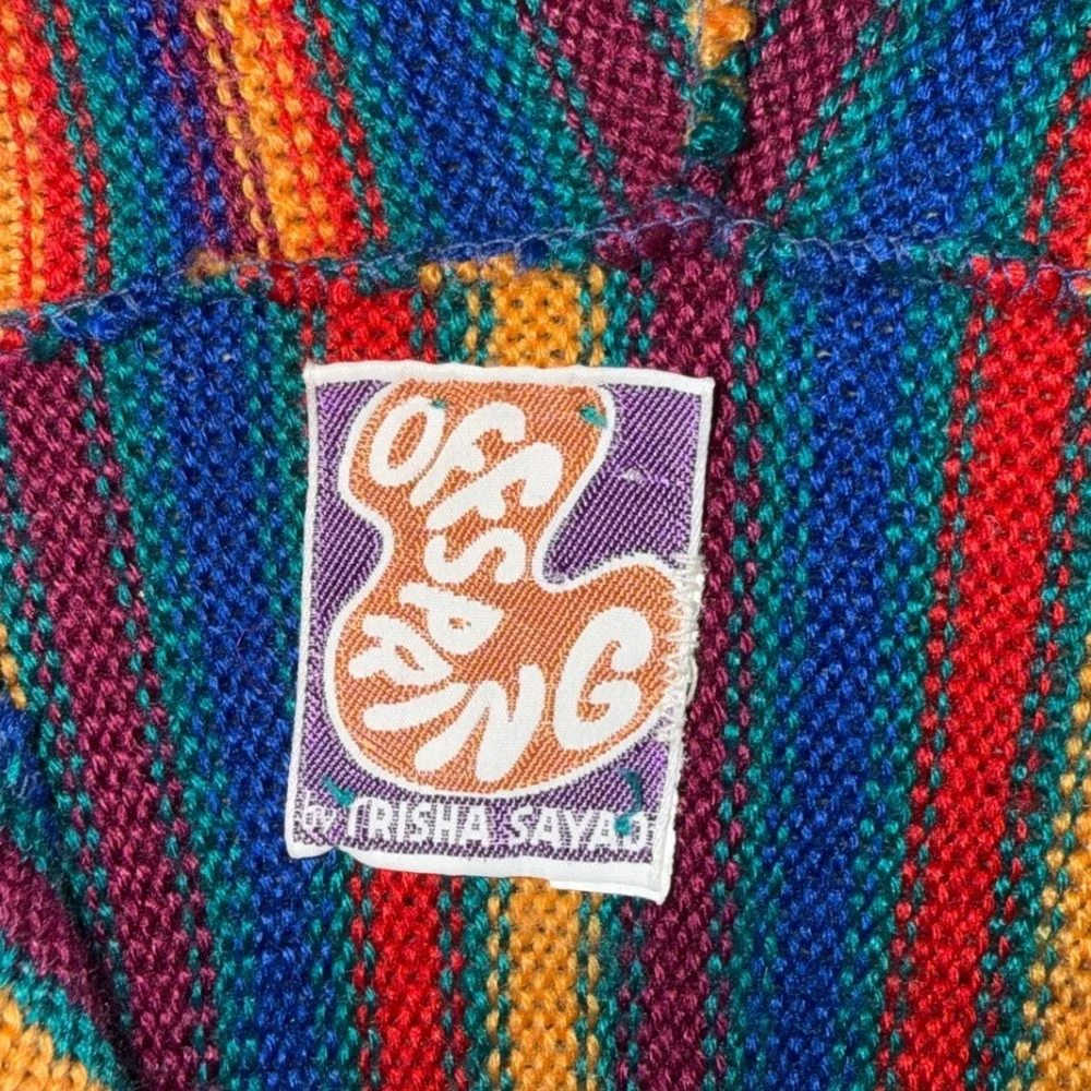 Vintage 70s wool blend Offspring by Trisha Sayad Vintage Striped Hooded kaftan - Picture 4 of 5